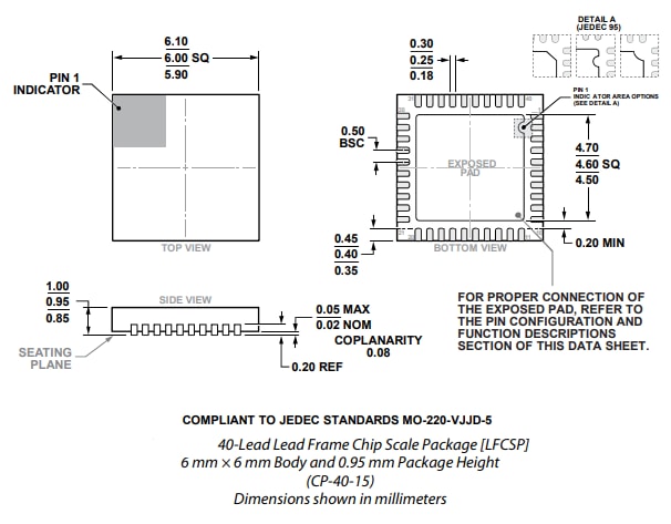 Technische Zeichnung - Analog Devices Inc. AD411x Stromsparende 24-Bit-ADCs